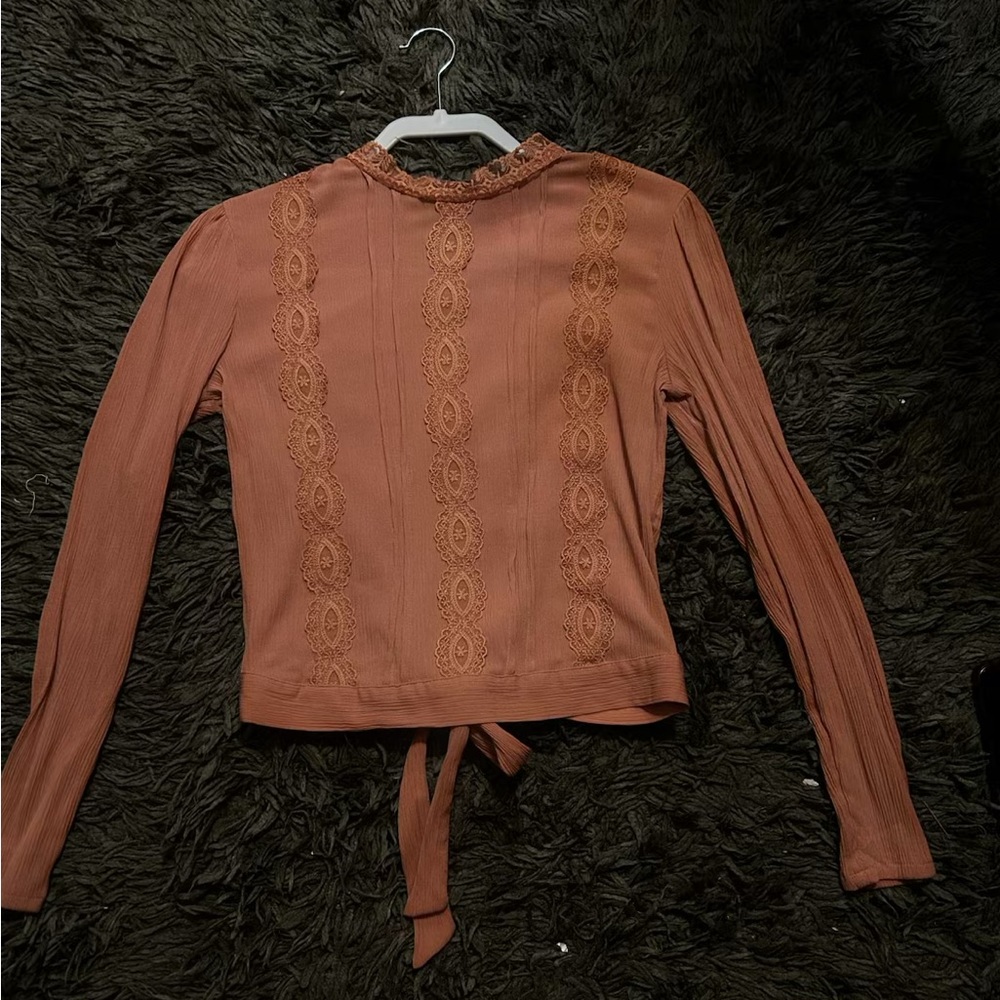 No Boundaries Rust Lace Top